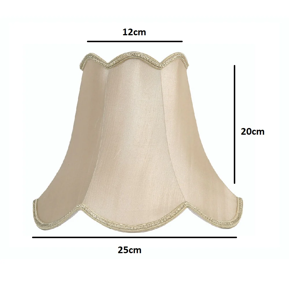 10" Sand Traditional Faux Silk Scalloped Lamp Shade 25cm - Image 4