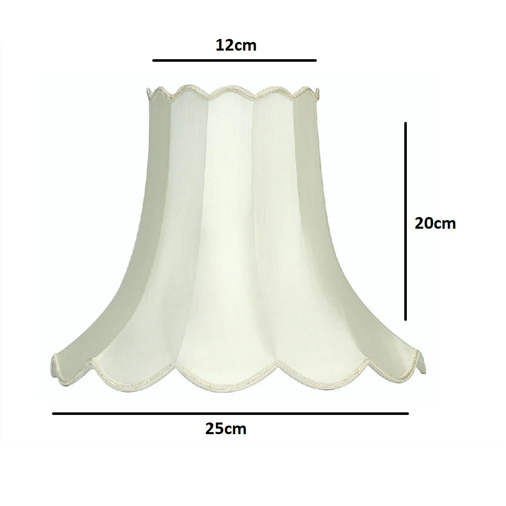 10" Ivory Traditional Faux Silk Scalloped Lamp Shade 25cm - Image 4