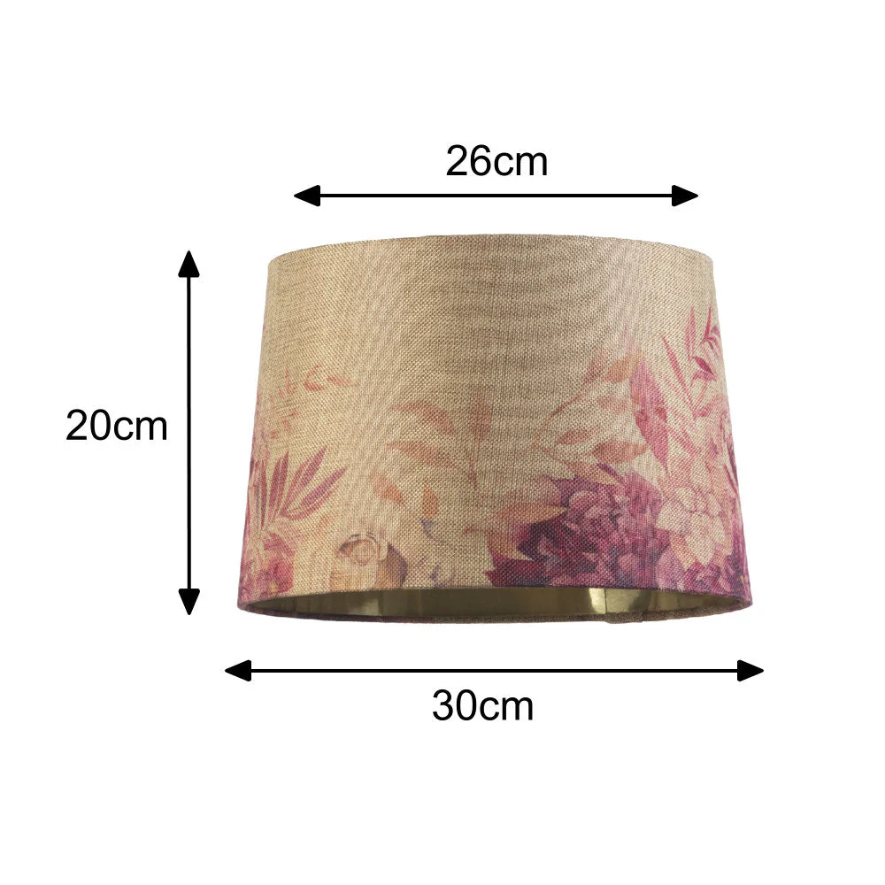 12" Beige Linen Rose Design Gold Inner Vintage Easy Fit Tapered Shade 30cm - Image 5