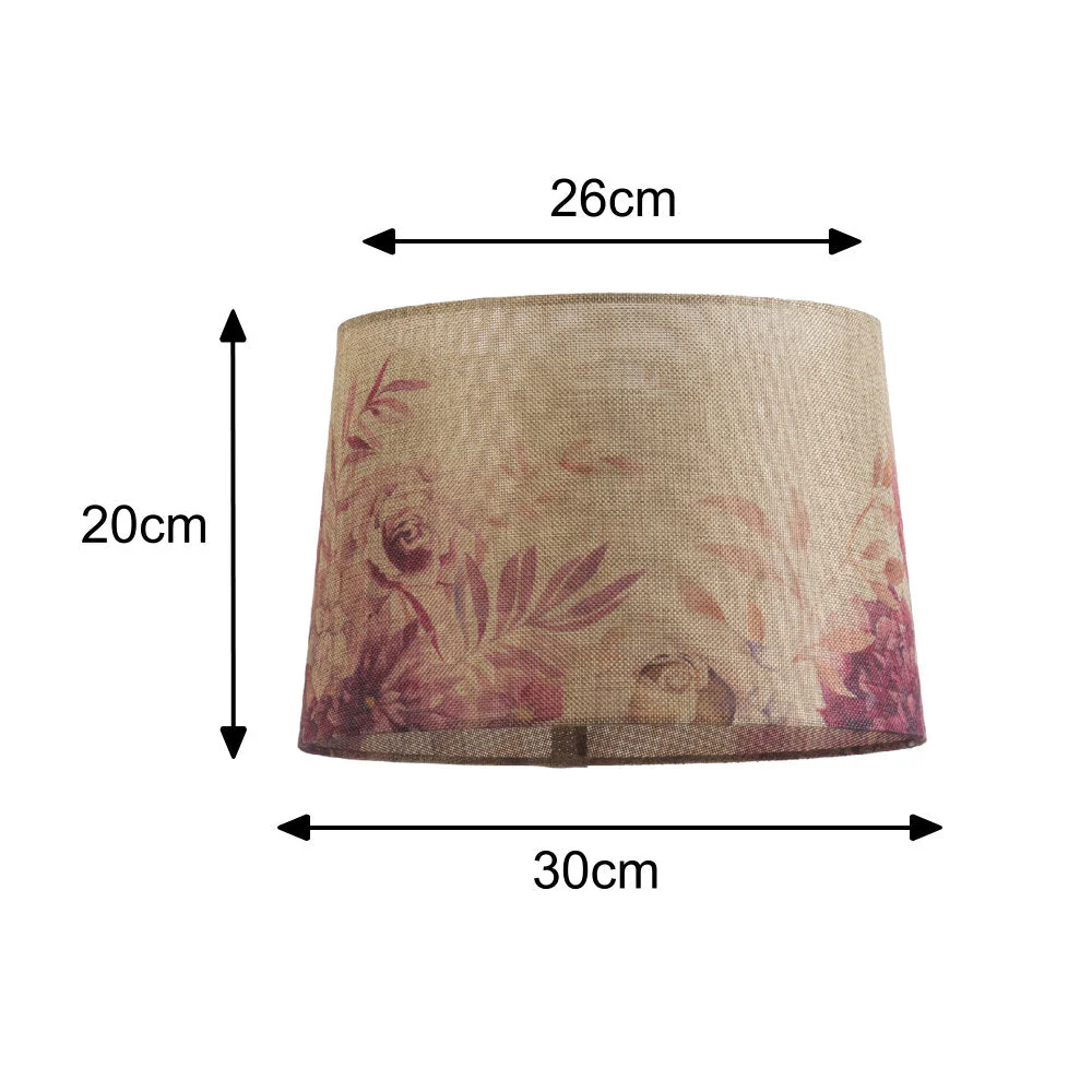 12" Beige Linen Rose Design Vintage Easy Fit Tapered Drum Shade 30cm - Image 5