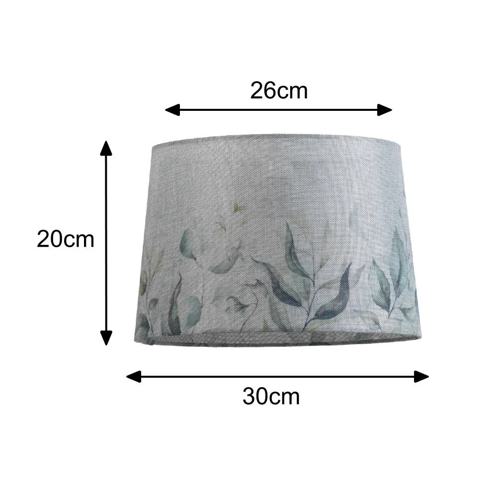 12" Grey Linen Leaves Design Vintage Easy Fit Tapered Drum Shade 30cm - Image 5