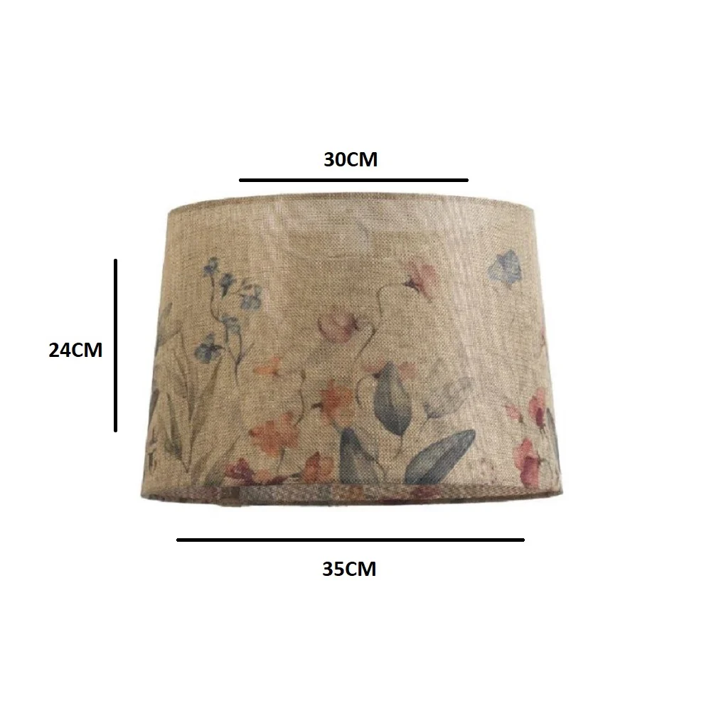 14" Beige Linen Floral Design Vintage Easy Fit Tapered Drum Shade 35cm - Image 5