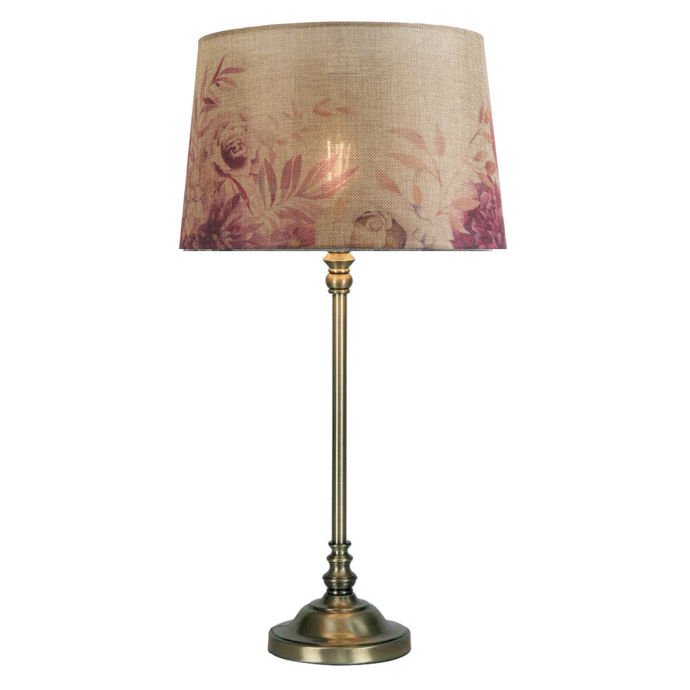14" Beige Linen Rose Design Vintage Easy Fit Tapered Drum Shade 35cm - Image 3