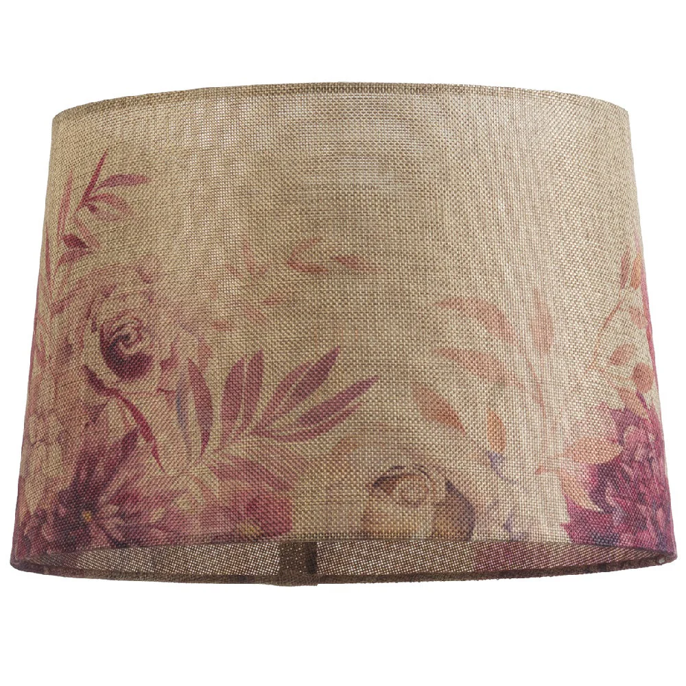 14" Beige Linen Rose Design Vintage Easy Fit Tapered Drum Shade 35cm - Image 4