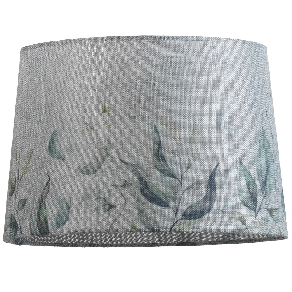 14" Grey Linen Leaves Design Vintage Easy Fit Tapered Drum Shade 35cm - Image 4