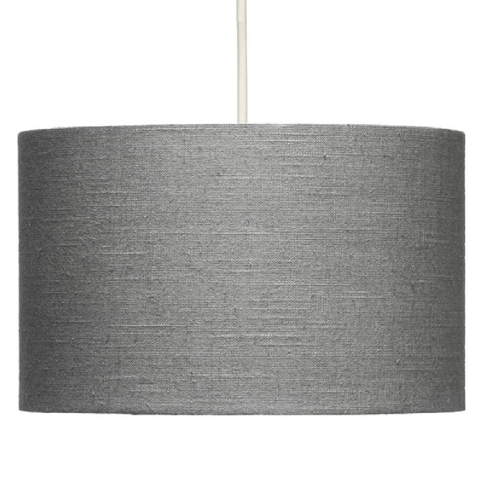 14" Earl Grey Linen Vintage Easy Fit Drum Pendant Shade 35cm