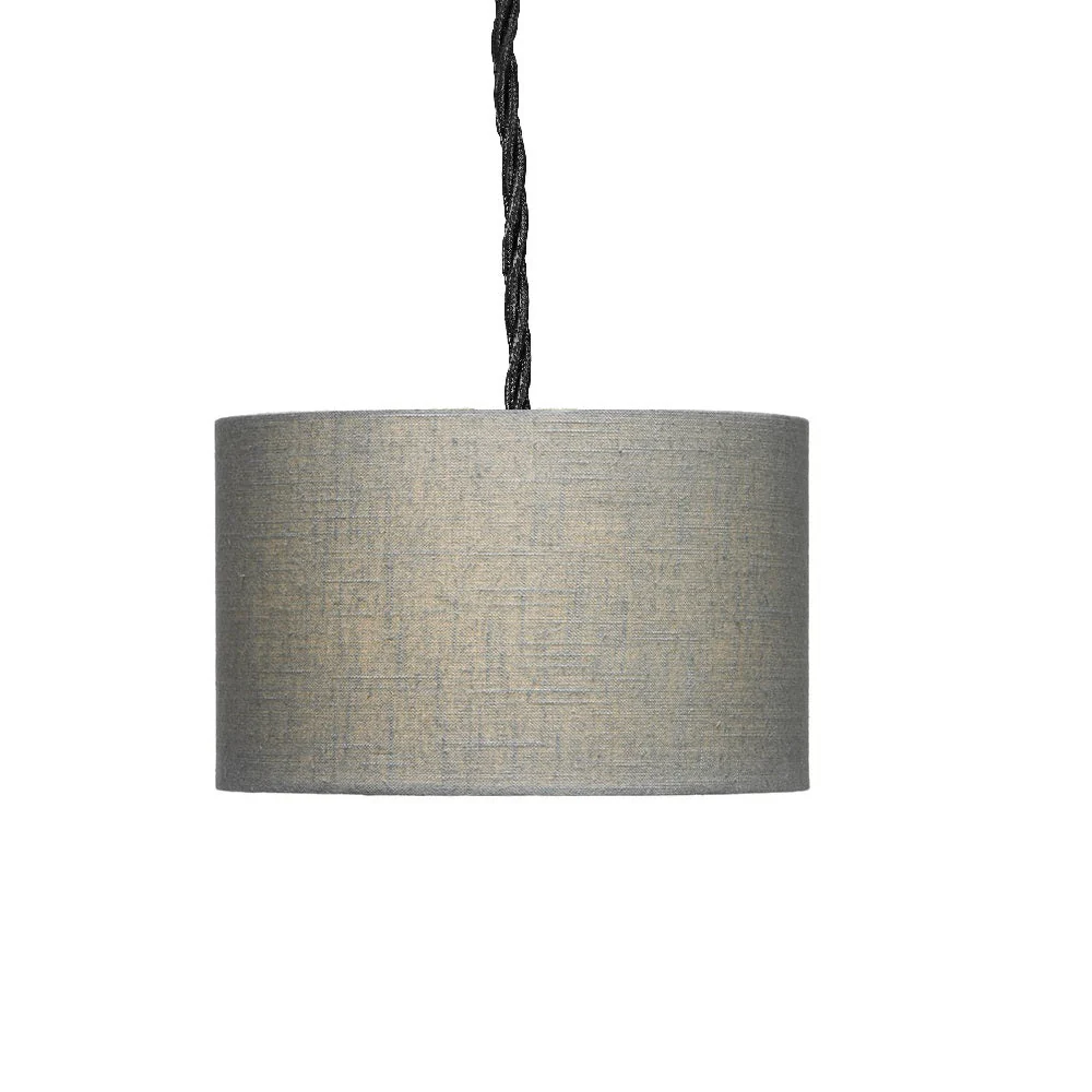 14" Earl Grey Linen Vintage Easy Fit Drum Pendant Shade 35cm - Image 3
