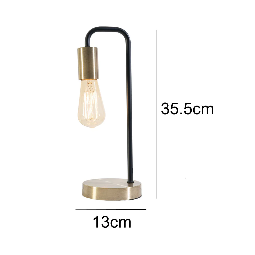 Antique Brass & Black Vintage Metal Industrial Swan Neck Table Desk Lamp 35cm - Image 5