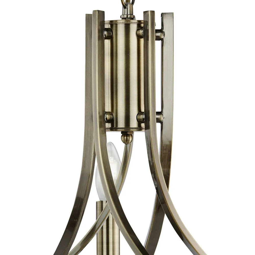 Antique Brass Classic Vintage 5 Lamp Pendant Light 62cm - Image 3