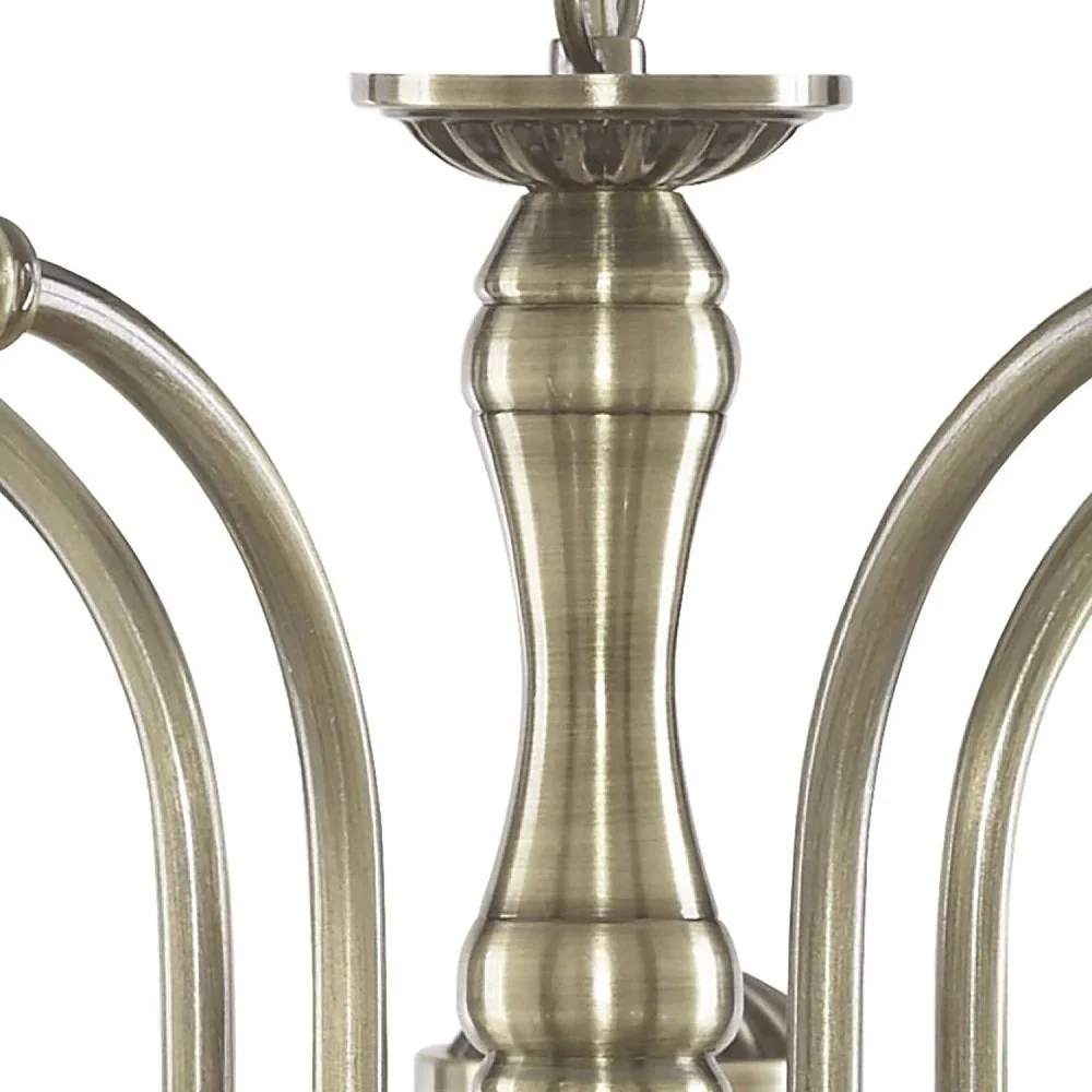 Antique Brass & Clear Ribbed Glass Vintage Dome 5 Lamp Pendant Light 62cm - Image 2