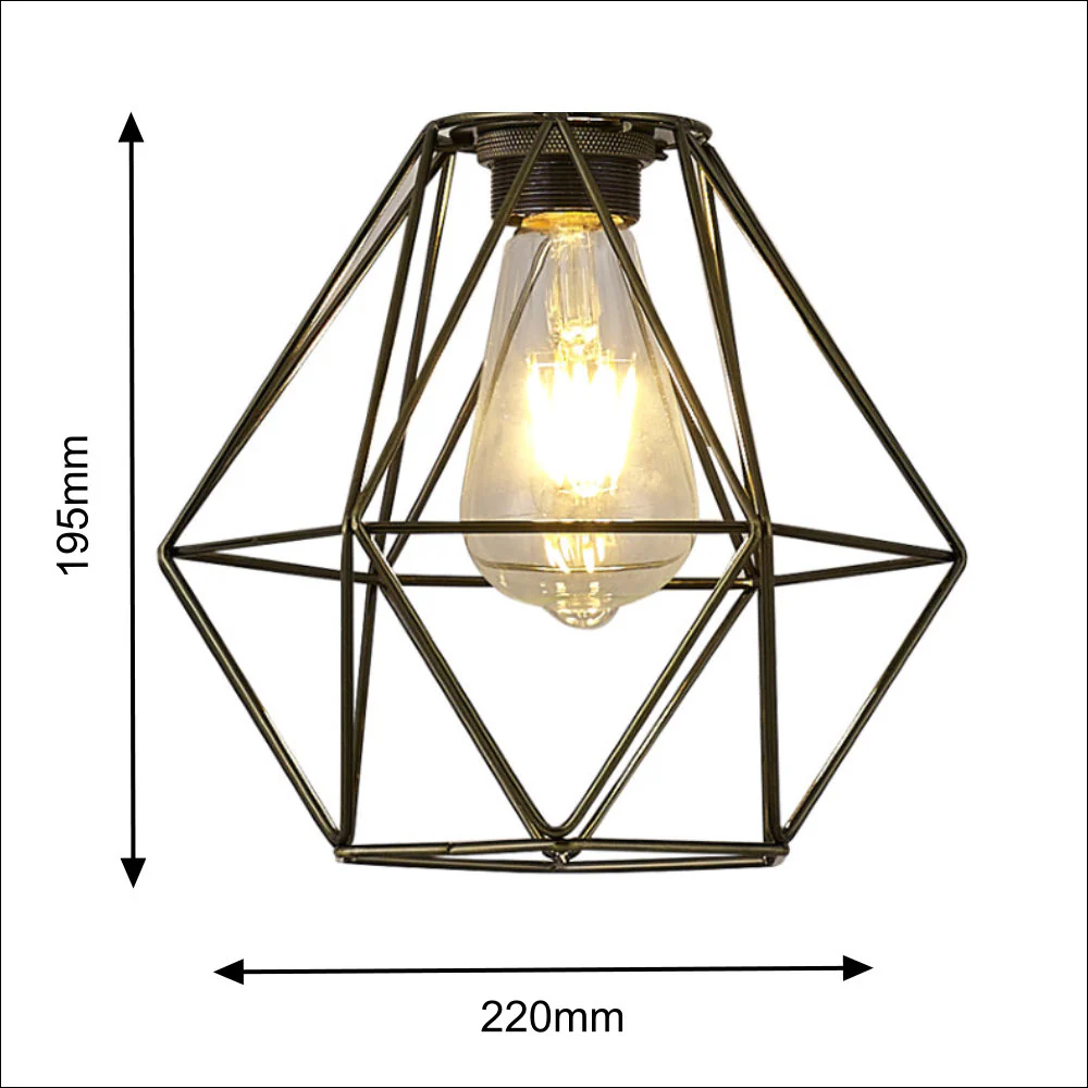 Antique Brass Retro Geometric Bird Cage Easy Fit Shade 22cm - Image 3