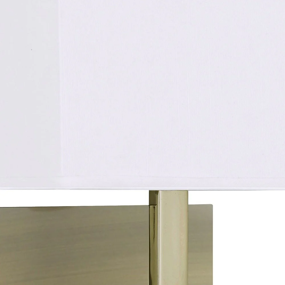 Antique Brass Square Backplate Wall Light with Rectangular White Shade - 260mm - Image 3