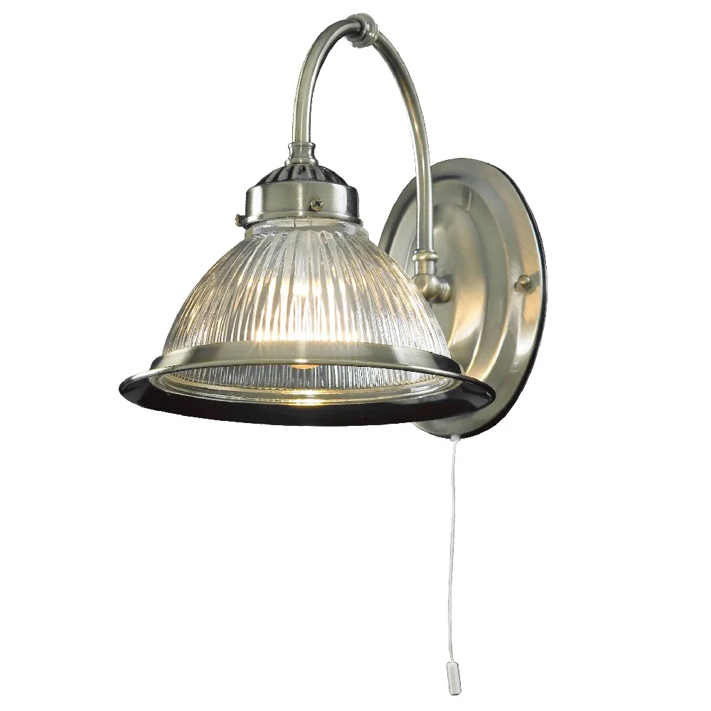 Antique Brass Traditional Switched Wall Light with Clear Ribbed Glass 210mm - Image 3