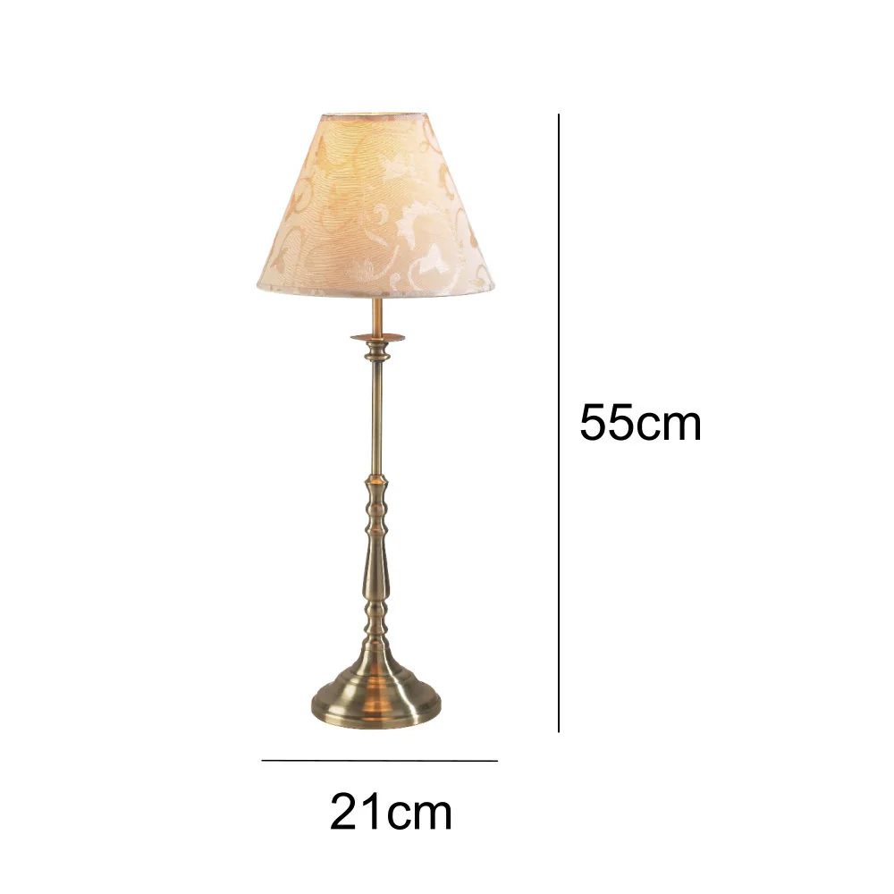 Antique Brass Vintage Candlestick Table Lamp with Cream Shade 55cm - Image 4