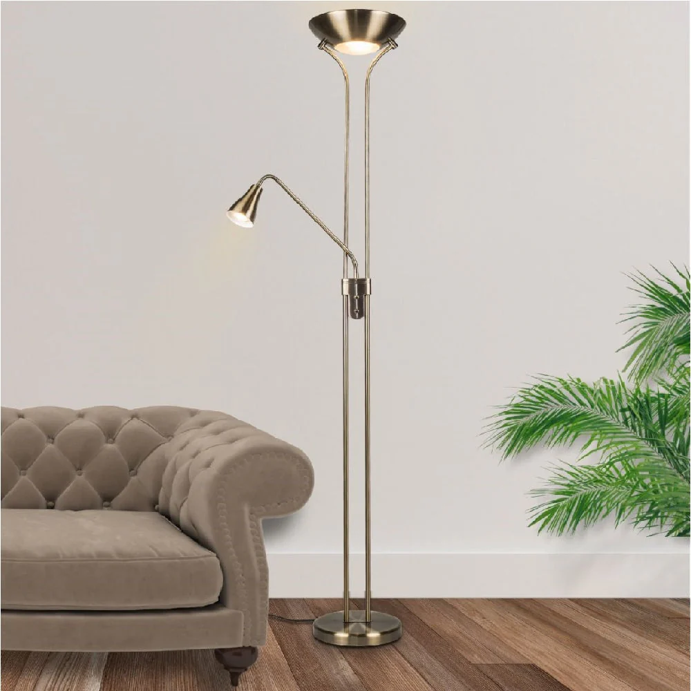 Antique Brass Vintage Mother & Child Floor Lamp Light 182cm - Image 3