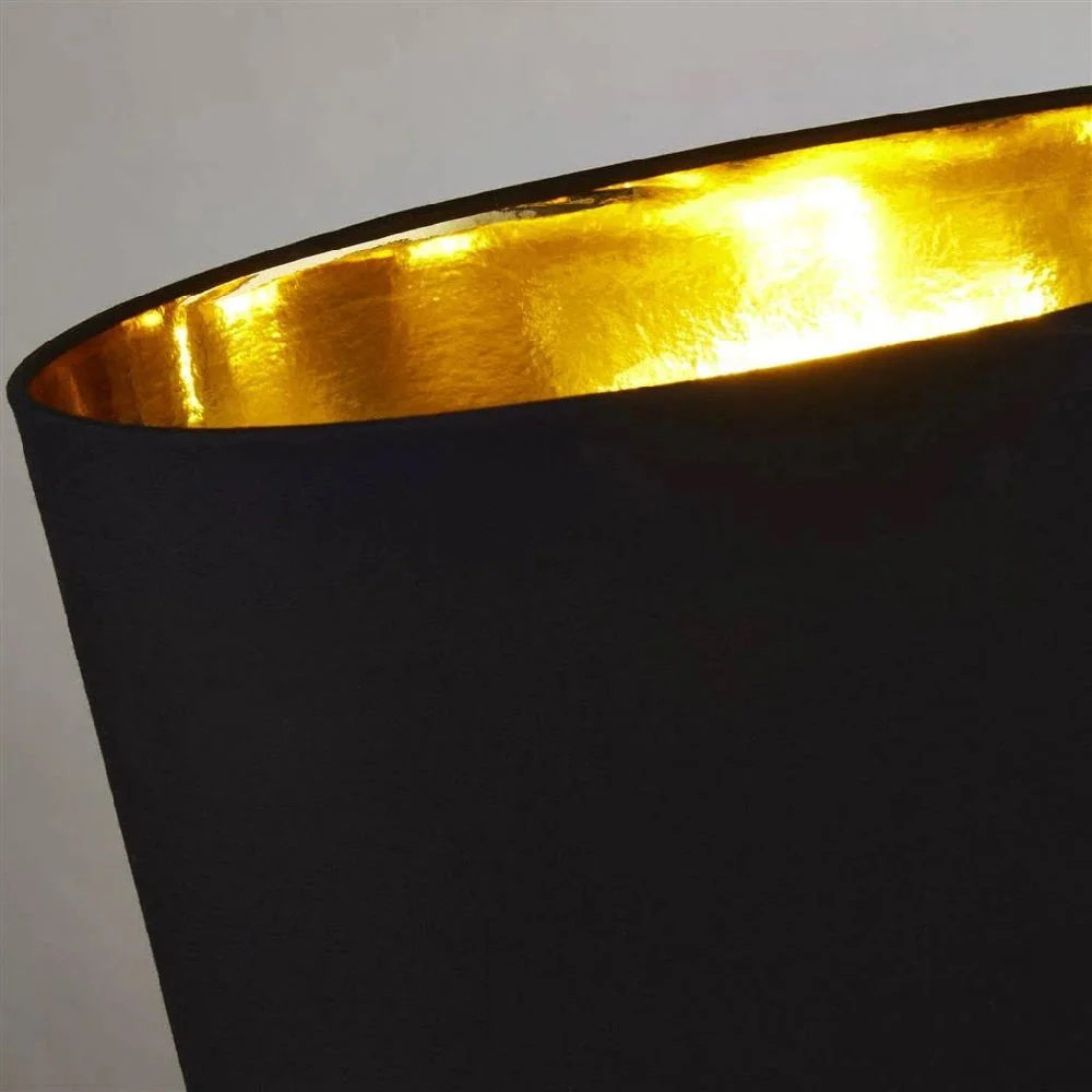 Antique Copper Vintage Conical Table Lamp with Black Oval Shade 59cm - Image 4