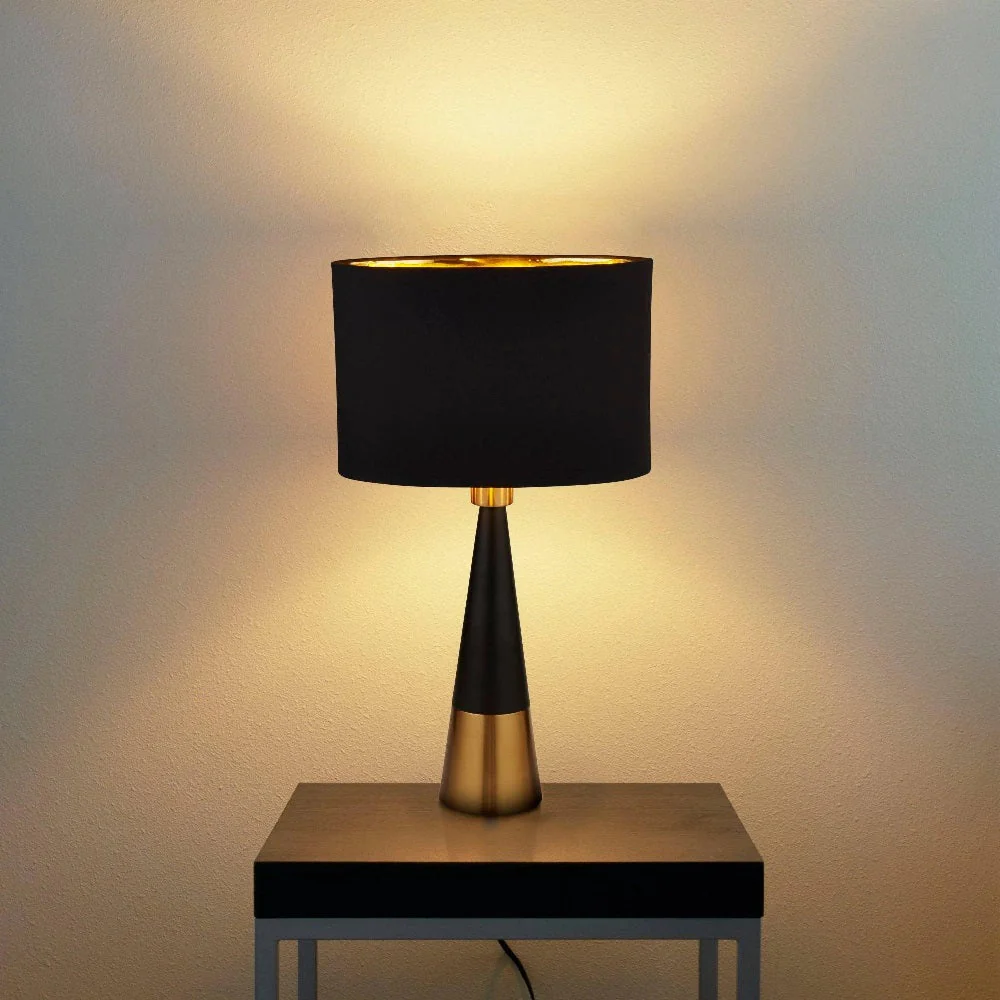 Antique Copper Vintage Conical Table Lamp with Black Oval Shade 59cm - Image 5