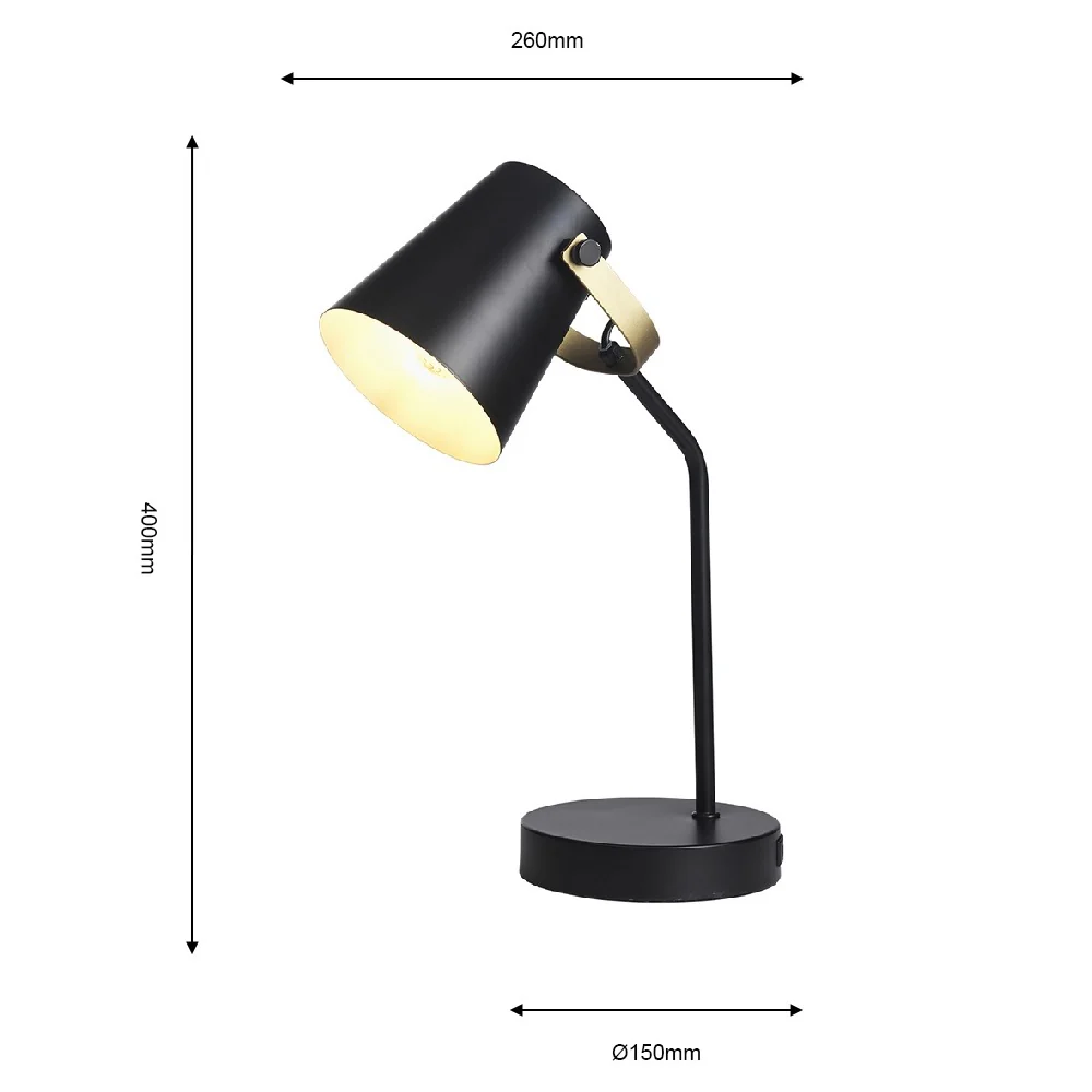 Black and Gold Metal Vintage Adjustable Hobby Desk Lamp 400mm - Image 3