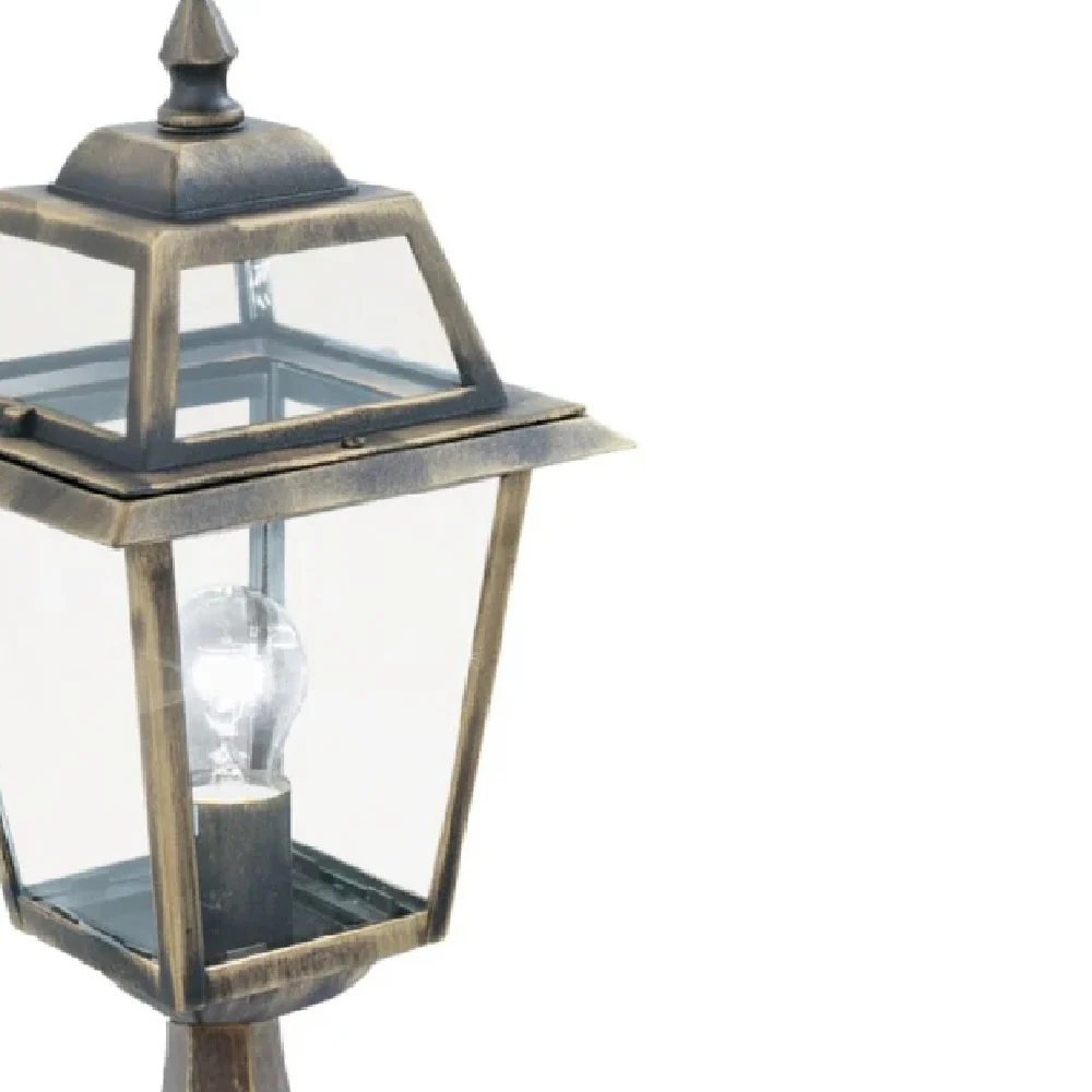 Black & Gold Outdoor Traditional Lantern Pedestal Post Light 495mm - Image 3