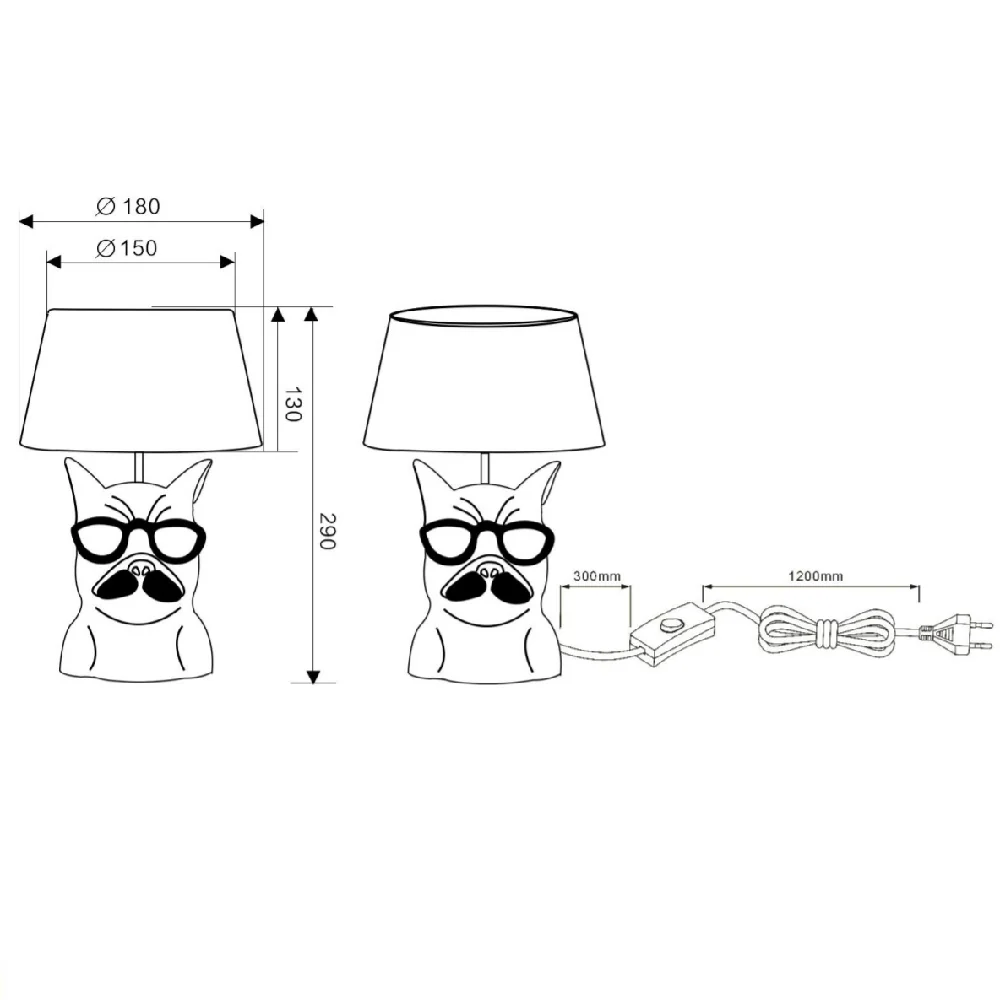 Black Ceramic Bulldog Puppy Dog Retro Table Lamp with Black Shade - Image 3