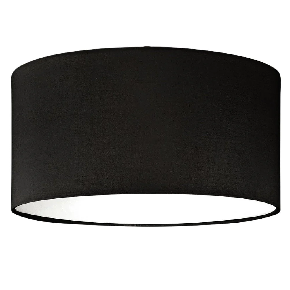Black Cotton Modern Easy Fit Round Drum Lampshade with White Diffuser 30cm - Image 2