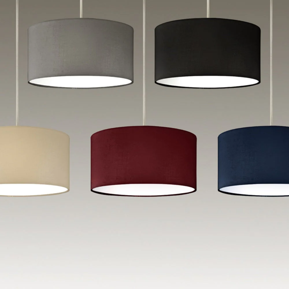 Black Cotton Modern Easy Fit Round Drum Lampshade with White Diffuser 30cm - Image 5