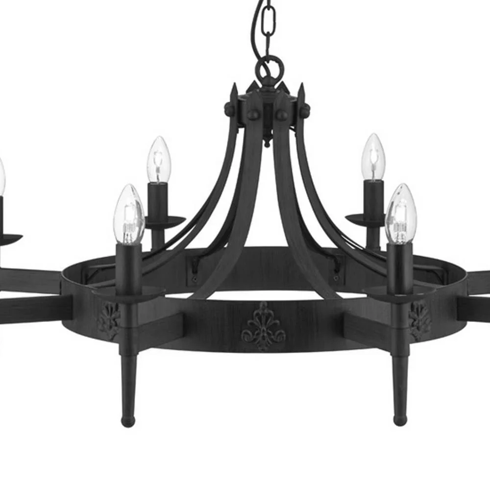 Black Wrought Iron Vintage Gothic 8 Lamp Pendant Light 85cm - Image 3