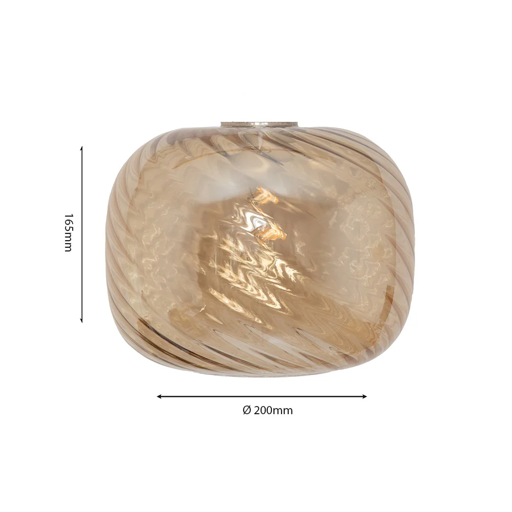 Amber Swirl Glass Modern Easy Fit Non Electric Pendant Shade 23cm - Image 3
