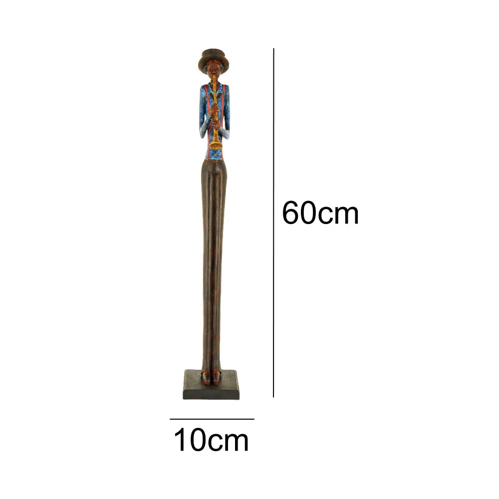 Britalia BR0265 Blue & Brown Resin Standing Jazz Trumpeter Musician Sculpture Figurine 60cm - Image 5