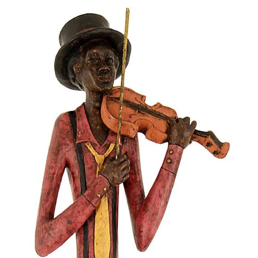 Britalia BR0267 Brown & Red Resin Standing Jazz Violinist Musician Sculpture Figurine 60cm - Image 4