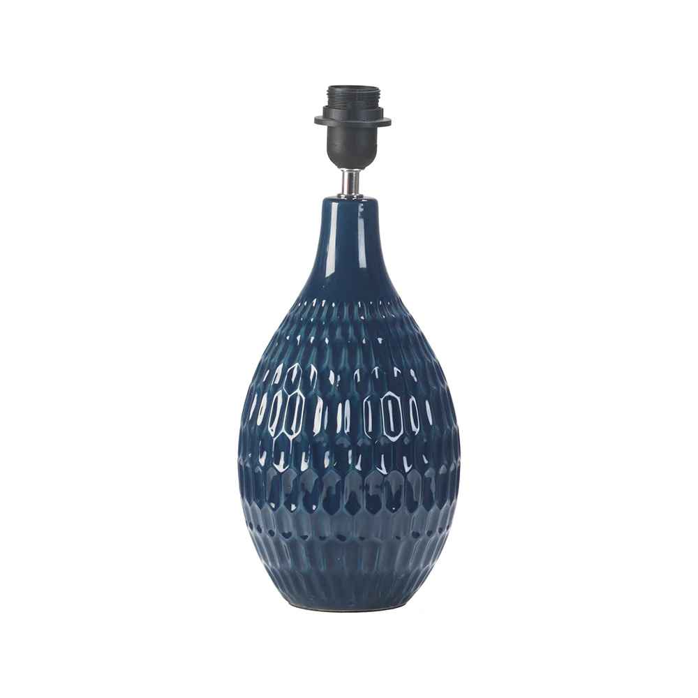 Navy Blue Vintage Ceramic Table Desk Lamp Base Only 39cm