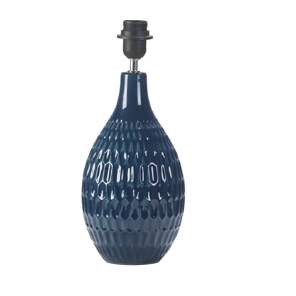 Navy Blue Vintage Ceramic Table Desk Lamp Base Only 39cm - Image 2