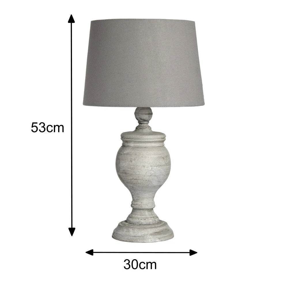 Britalia BR18552 Beige Stone Vintage Rustic Urn Column Table Lamp with Grey Linen Shade 53cm - Image 6