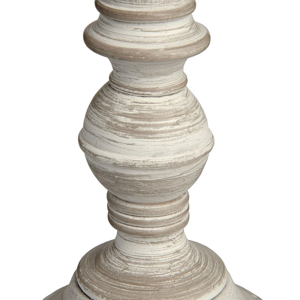 Britalia BR18558 Lime Washed Wood Vintage Rustic Candlestick Table Lamp with Linen Shade 60cm - Image 4