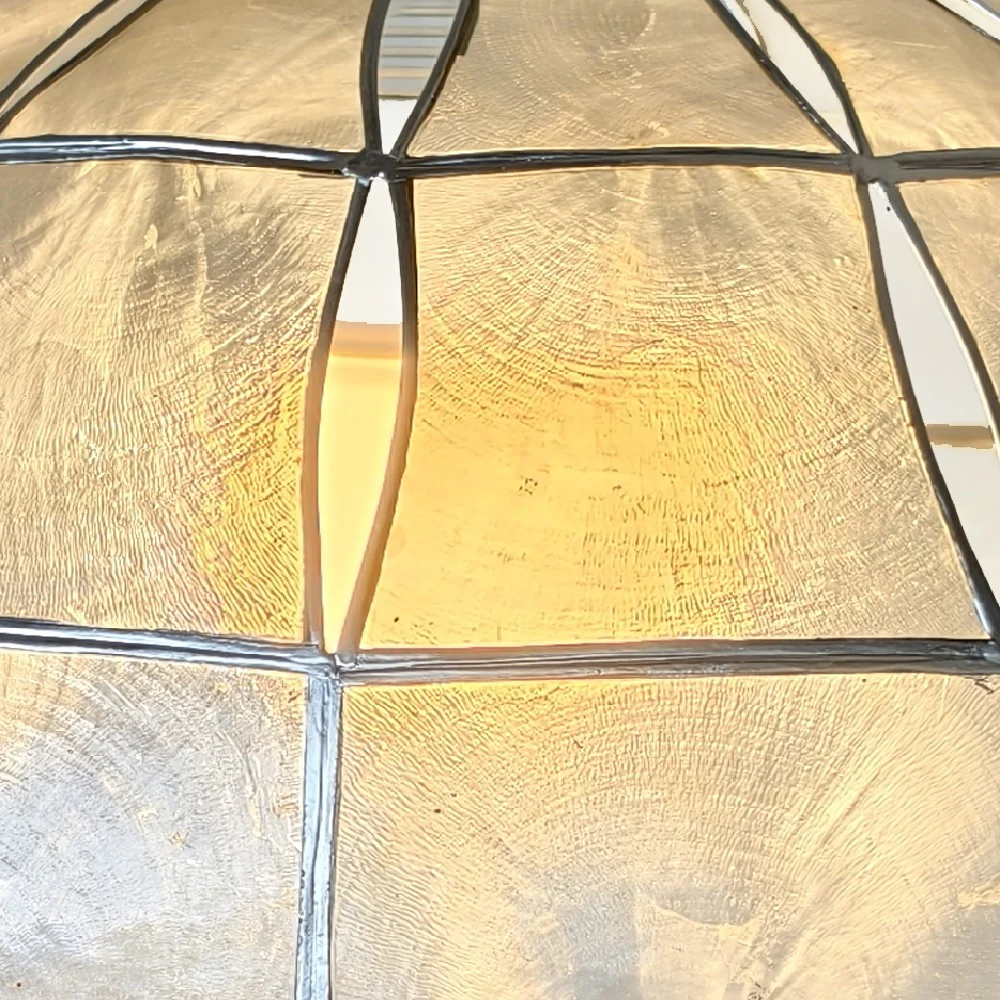 Natural Opaque Capiz Shell Art Deco Vintage Easy Fit Dome Pendant Shade 26cm - Image 3