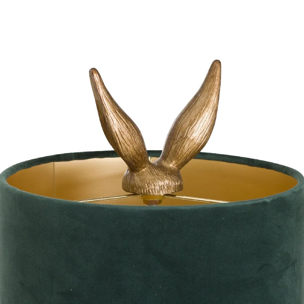 Britalia BR20696 Antique Gold Hare Sculpture Vintage Table Lamp with Green Velvet Shade 50cm - Image 3