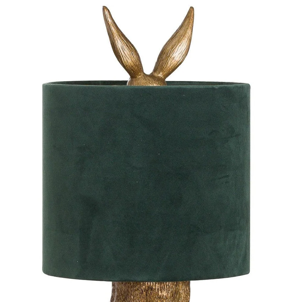 Britalia BR20696 Antique Gold Hare Sculpture Vintage Table Lamp with Green Velvet Shade 50cm - Image 4