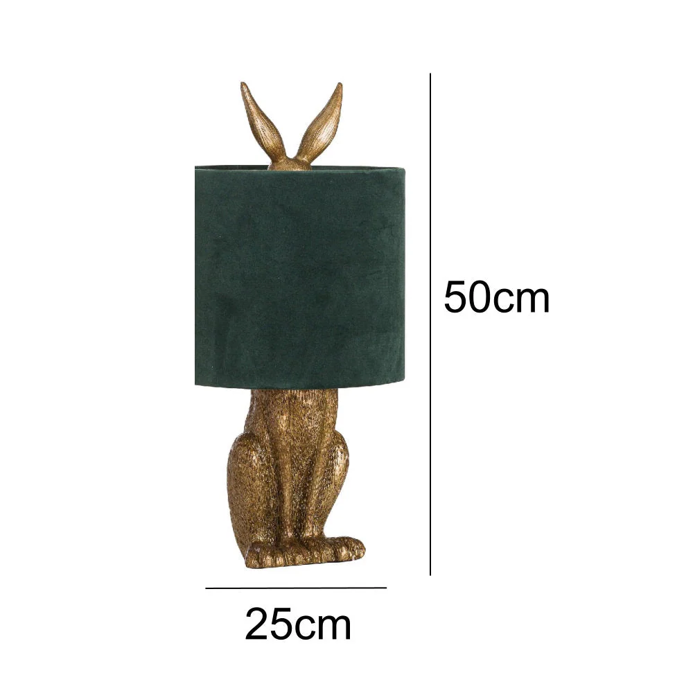 Britalia BR20696 Antique Gold Hare Sculpture Vintage Table Lamp with Green Velvet Shade 50cm - Image 5