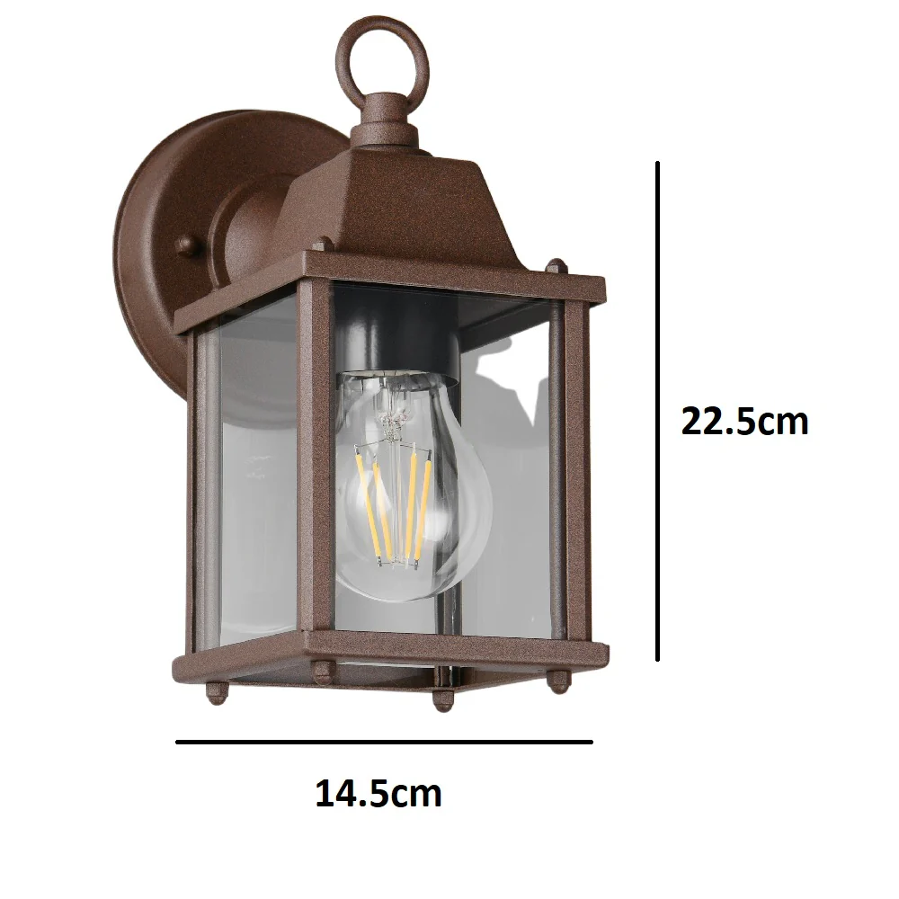 Antique Rust Outdoor Vintage Down Lantern Wall Light 225mm - Image 5