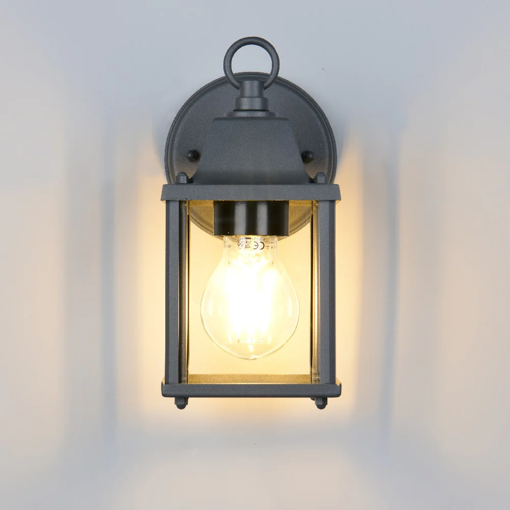 Anthracite Dark Grey Outdoor Vintage Down Lantern Wall Light 22.5cm - Image 3