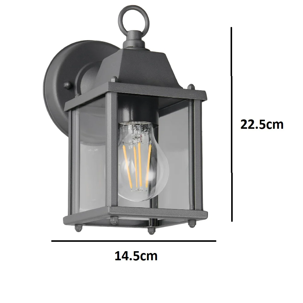 Anthracite Dark Grey Outdoor Vintage Down Lantern Wall Light 22.5cm - Image 4