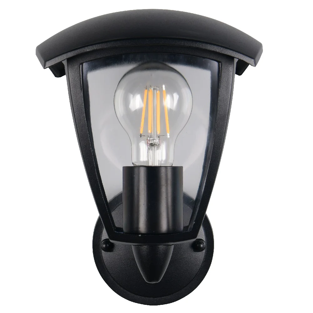 Black and Clear Outdoor Modern Up Lantern Wall Light IP44 - Image 2
