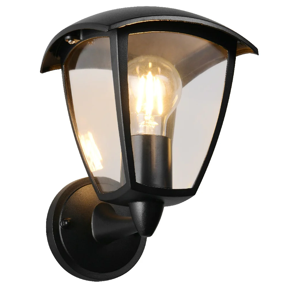 Black and Clear Outdoor Modern Up Lantern Wall Light IP44 - Image 3