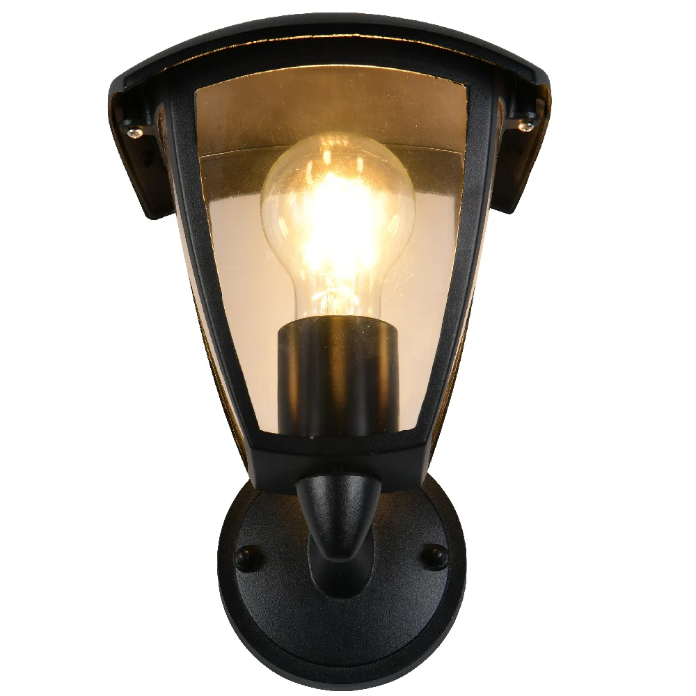 Black and Clear Outdoor Modern Up Lantern Wall Light IP44 - Image 4