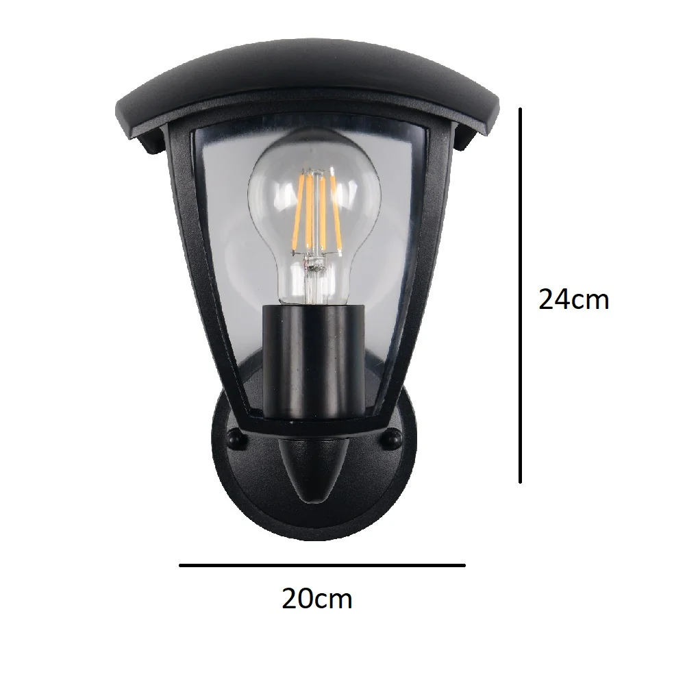 Black and Clear Outdoor Modern Up Lantern Wall Light IP44 - Image 5