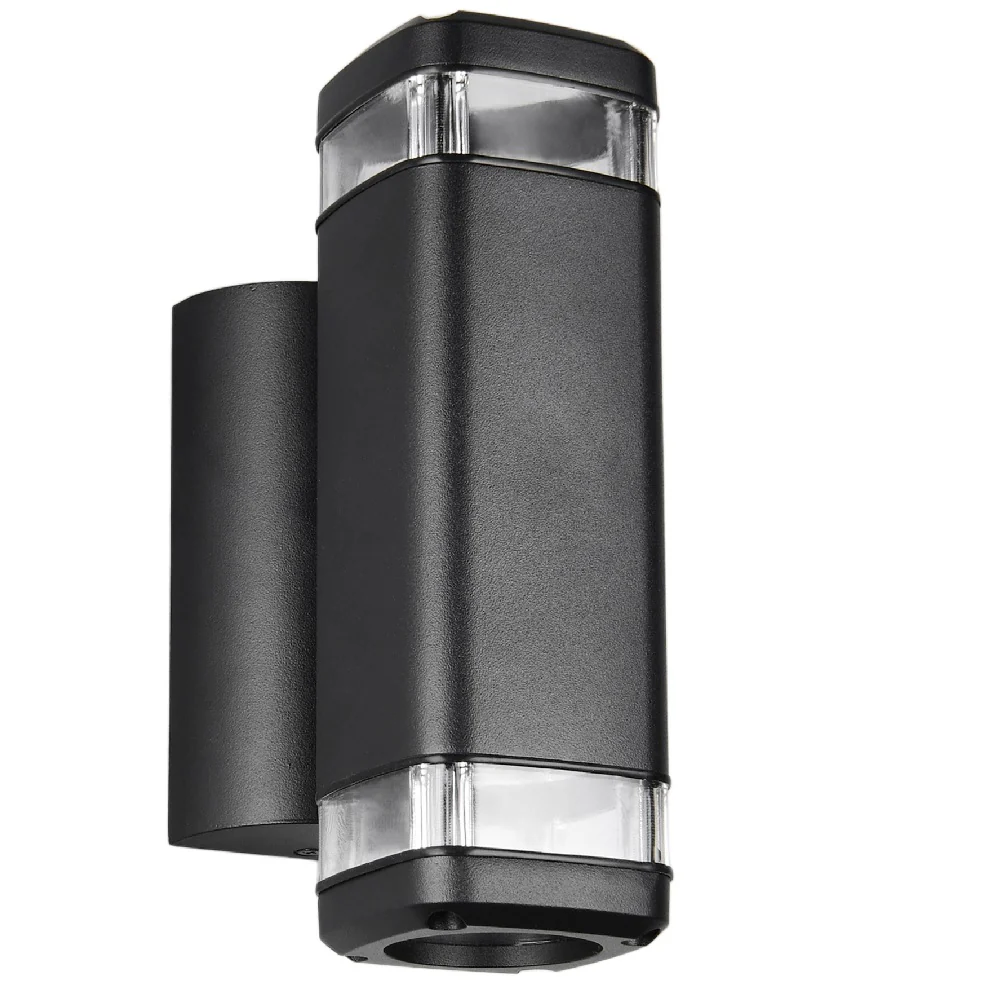 Matt Black Outdoor Modern Rectangular Up & Down Wall Light IP44