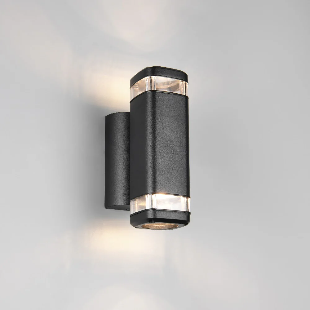 Matt Black Outdoor Modern Rectangular Up & Down Wall Light IP44 - Image 3