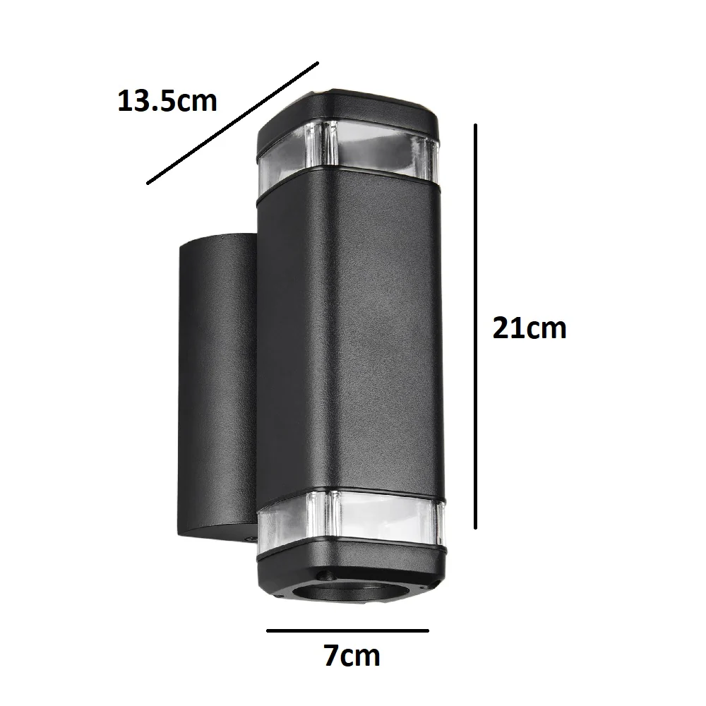 Matt Black Outdoor Modern Rectangular Up & Down Wall Light IP44 - Image 6