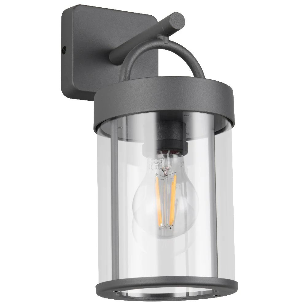 Anthracite Dark Grey Outdoor Vintage Down Lantern Wall Light 28cm