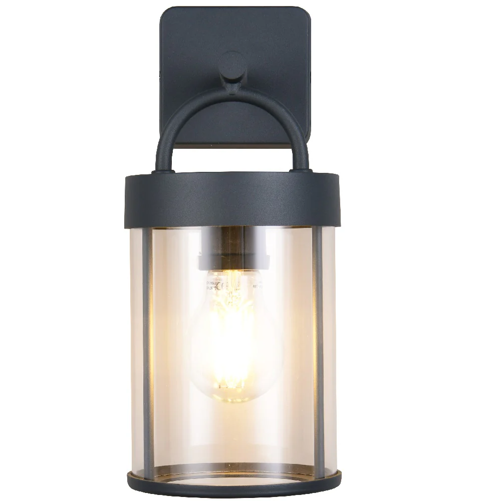 Anthracite Dark Grey Outdoor Vintage Down Lantern Wall Light 28cm - Image 4